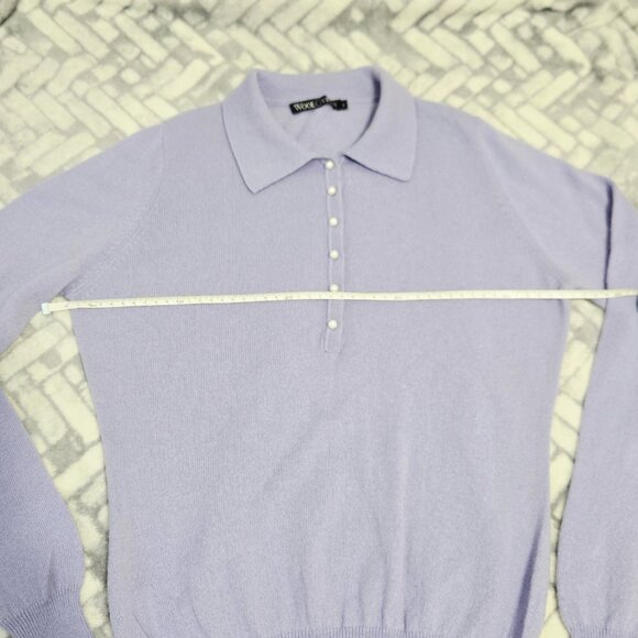 Woolovers Cashmere and Merino Knitted Polo Shirt Soft Lilac S - Picture 11 of 11